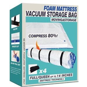 Memory Foam Mattress Vacuum Storage Bag - White